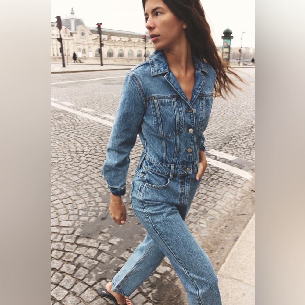 Zara Blue Denim Jumpsuit